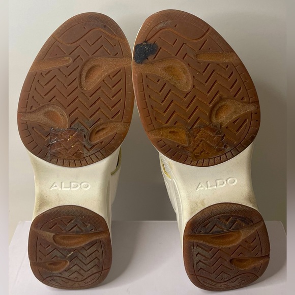 Aldo | White, Gold, & Cream Patchwork Platform Sneakers - Picture 6 of 6